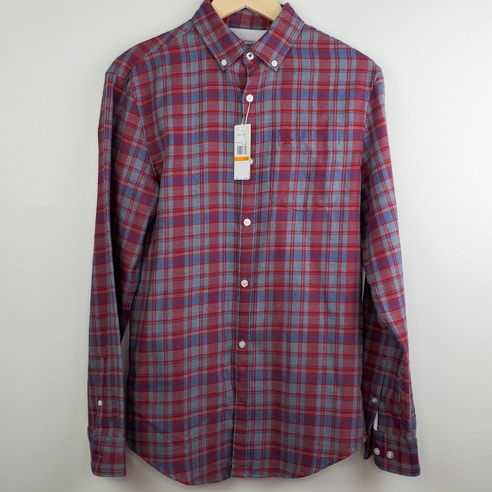 Penguin plaid mens button down
